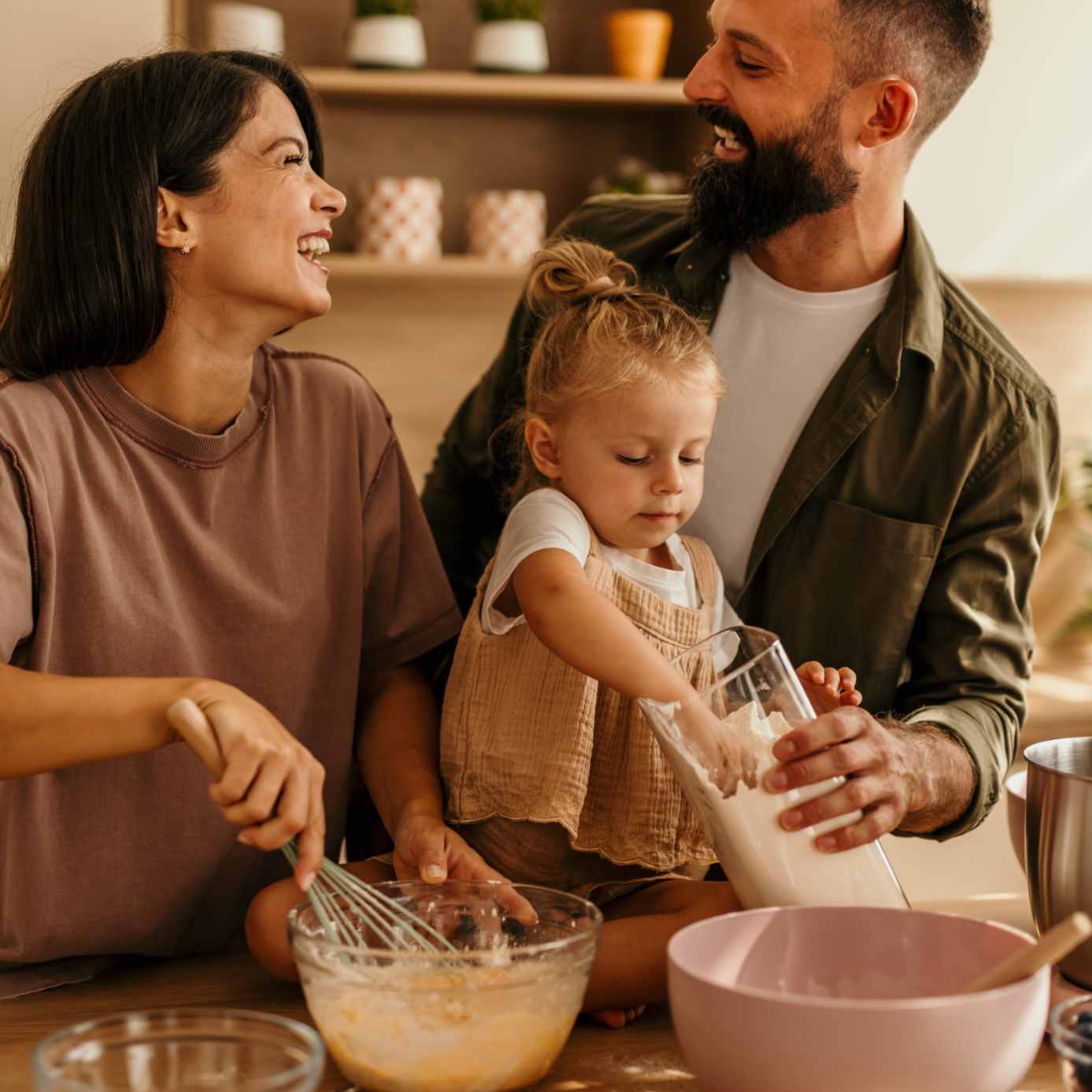 famille en cuisine dans maison moderne lumineuse vente nantes social famille 1x1